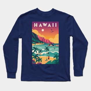 A Vintage Travel Art of Hawaii - United States Long Sleeve T-Shirt